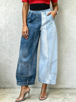 Women's Color-block Wide-leg Jeans