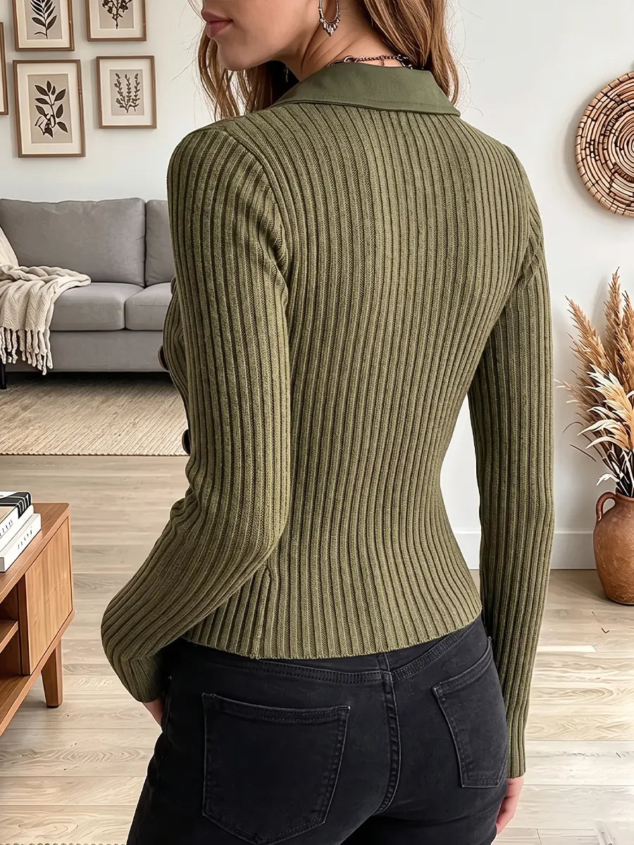 Vintage Elegant Knitted Patchwork Button Jacket