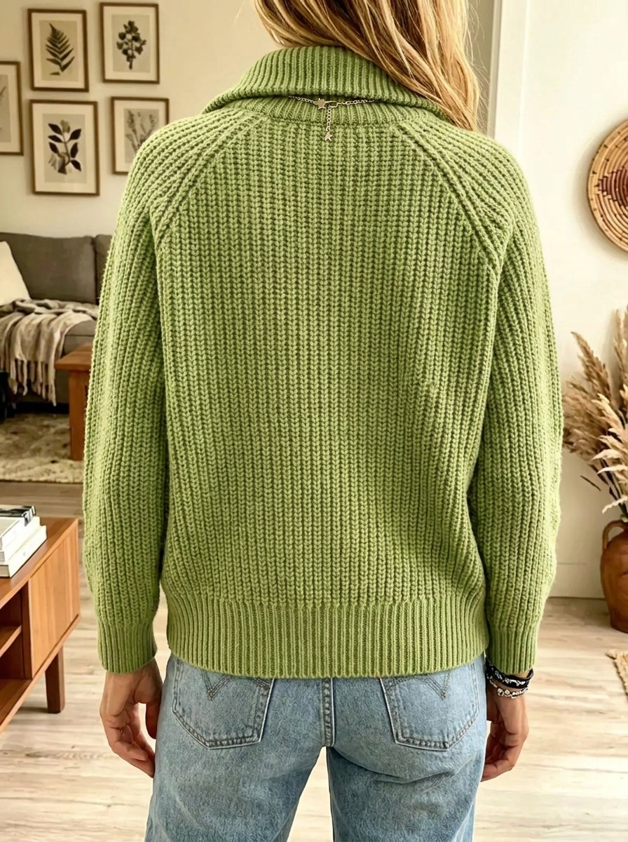 Women's Asymmetrical Zip Chunky Ribbed Cardigan Sweater