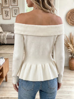 Women's Rose Accent Off-the-Shoulder Knit Top