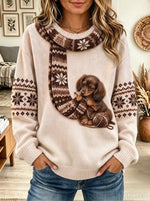 Dachshund Snowflake Fair Isle Knit Sweater