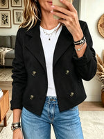 Women's Double-Breasted Suede Cropped Jacket