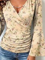 Retro Floral Pattern Art Print Casual Stylish Cotton V Collar Shirt