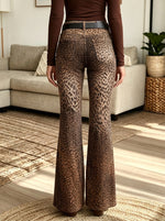 Women's High-Waisted Leopard Print Flare Pants