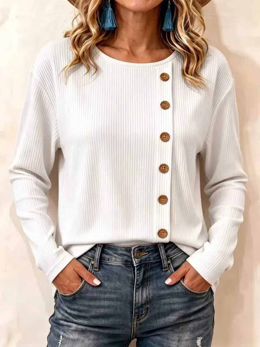 Retro Solid Color Art Casual Button Stylish Long Sleeve Shirt