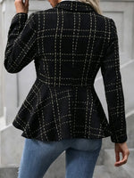 Retro Ruffle Art Stripe Pattern Casual Stylish Long Sleeve Lapel Coat
