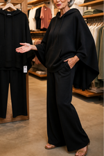 Hooded Cape And Wide-Leg Trouser Set