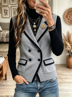 Women's Double-Breasted Knit Vest