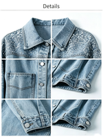 Women's Sequin Embellished Light Wash Denim Jacket