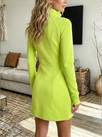 Vintage Elegant Zip Pocket Sporty Sweatshirt Dress