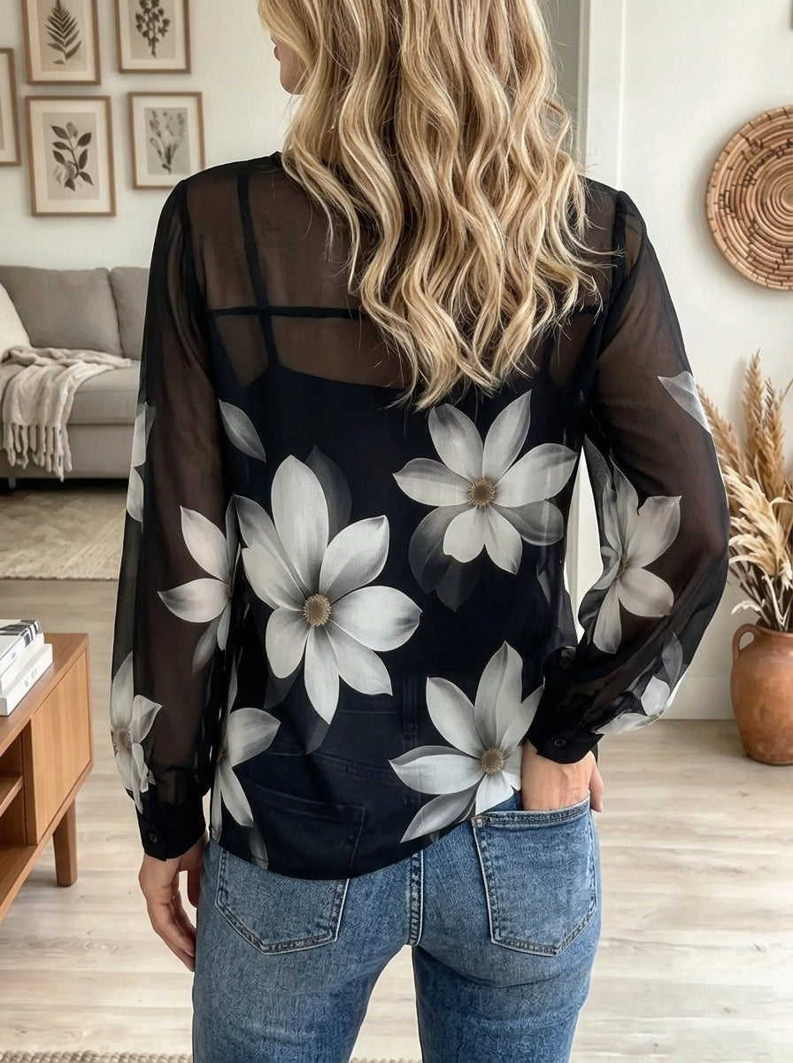 Women's Floral Print Chiffon Blouse