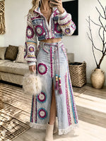 Women's Boho Crochet Denim 2 Piece Outfit