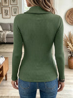 Women's Cowl Neck Ribbed Fitted Top