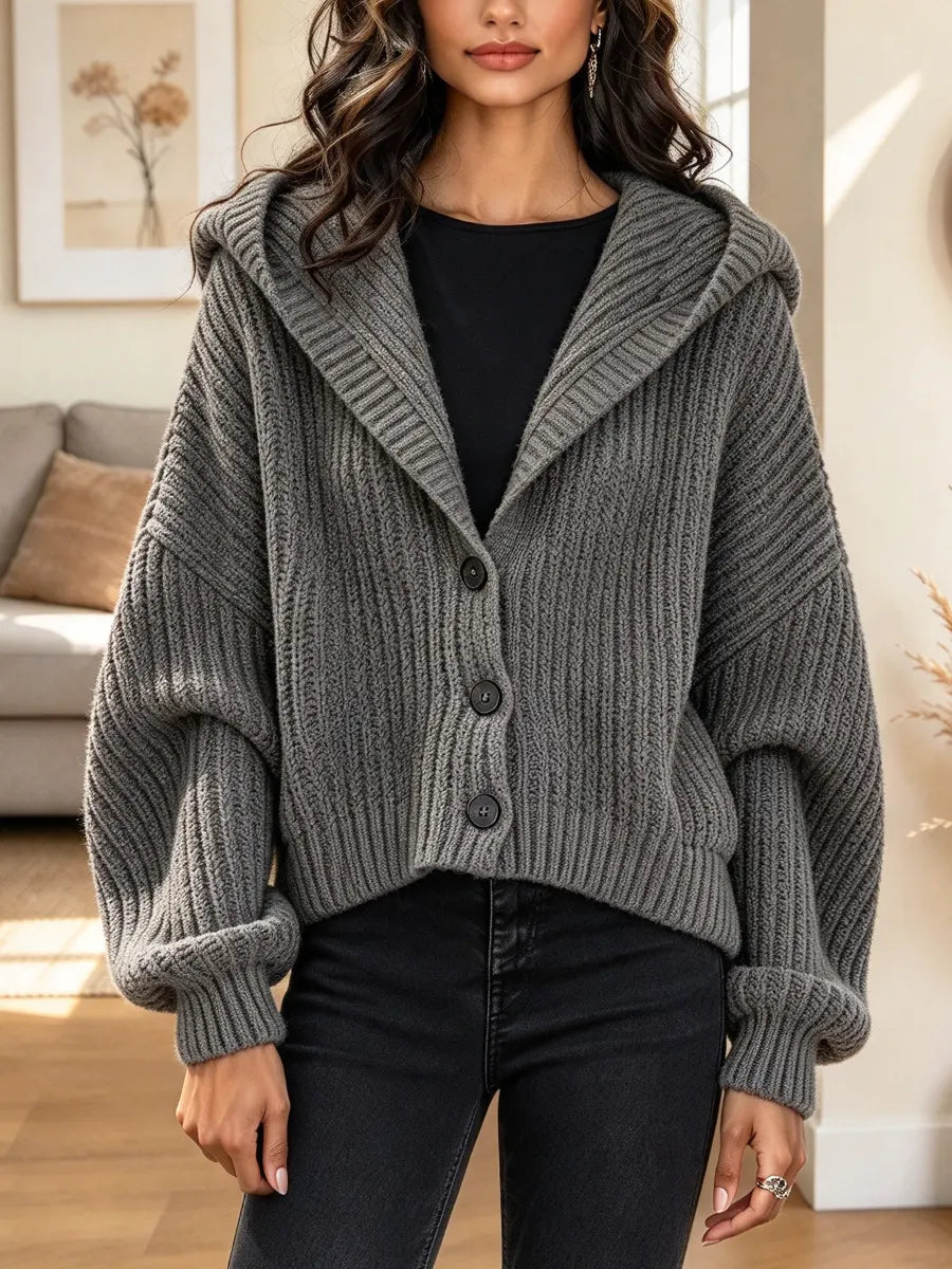 Retro Hooded Knit Art Casual Stylish Long Sleeve Cardigan Sweater