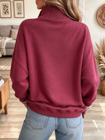 Women's Half Button Stand Collar Sweatshirt