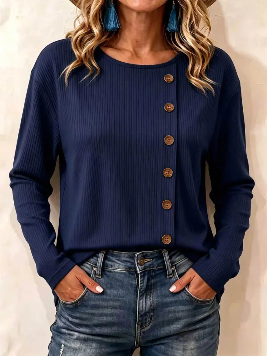Retro Solid Color Art Casual Button Stylish Long Sleeve Shirt