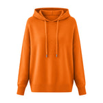 Women Solid Color Drawstring Hooded Knit Pullover Sweater