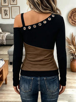 Women's Metal Ring Colorblock Top