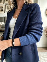 Women's Knit Sleeve Double-Breasted Coat