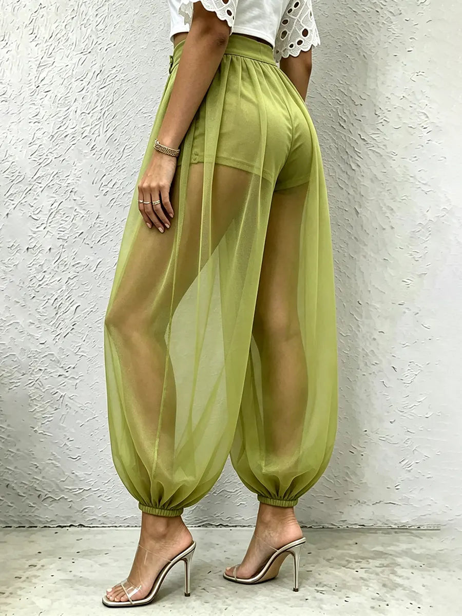 Women's Mesh See-through High-waist Pants