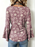 Retro Floral Pattern Art Print Casual Stylish Cotton V Collar Shirt