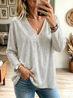 Women's Sequin V-Neck Tunic Top