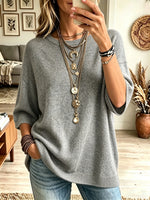 Women's Half-Sleeve Crewneck Knit Sweater