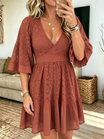 Women's Floral Lace V-Neck Mini Dress
