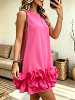 Women's 3D Ruffle Hem Sleeveless Mini Dress