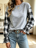 Cozy Plaid Pattern Art Casual Stylish Patchwork Long Sleeve Shirt