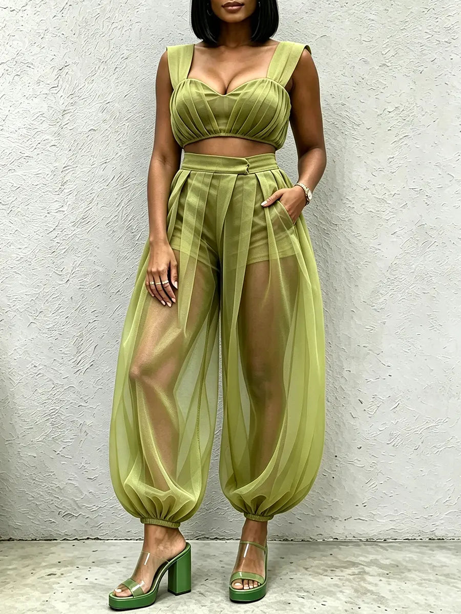 Women's Mesh See-through High-waist Pants