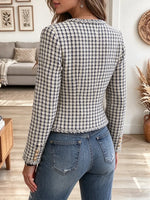 Retro Chic Classic Plaid Art Casual Stylish Long Sleeve Short Coat