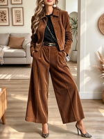 Vintage Chic Art Casual Stylish Long Sleeve Coat And Pants Two-piece Suit