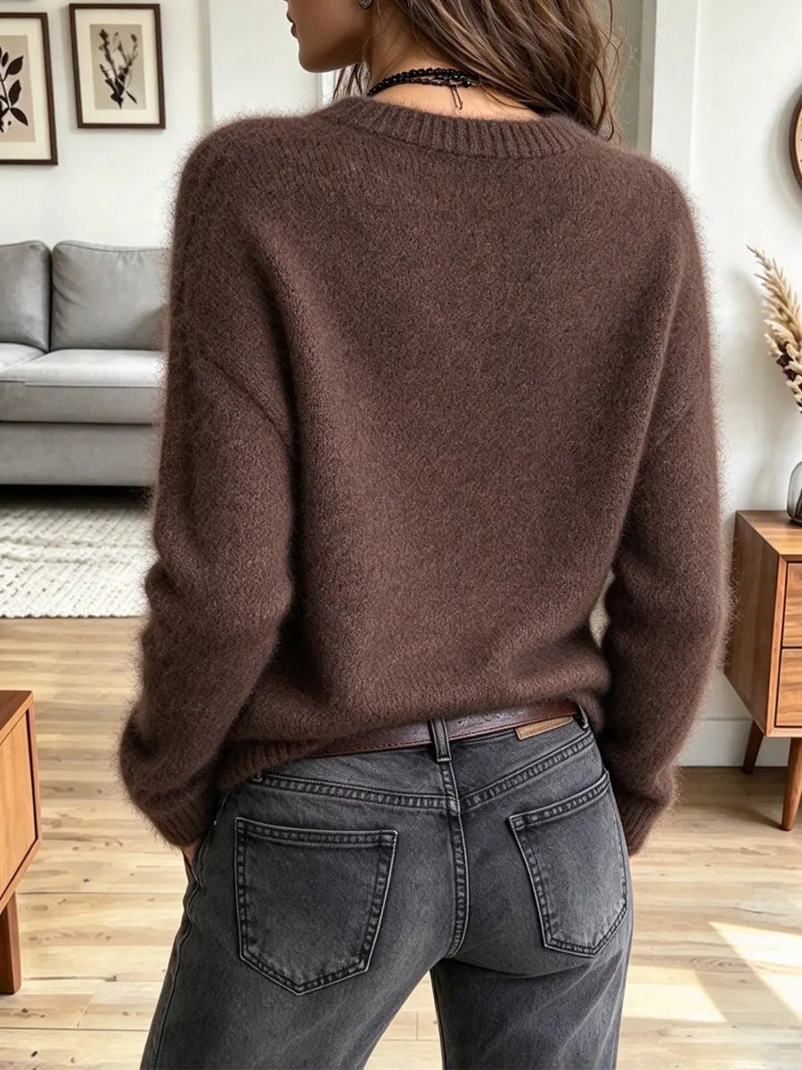 Vintage Chic Fringe V Collar Knitted Art Casual Stylish Long Sleeve Sweater