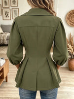 Women's Double-Breasted Puff Sleeve Peplum Blazer