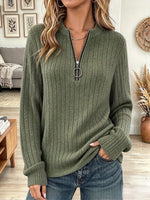 Vintage Elegant Knit Patchwork Zip Shirt