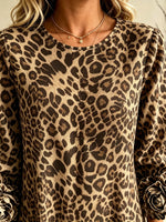 Women's 3D Floral Cuff Leopard Mini Dress
