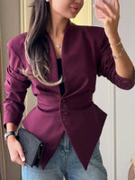 Retro V Collar Elegant Casual Stylish Long Sleeve Blazer Coat