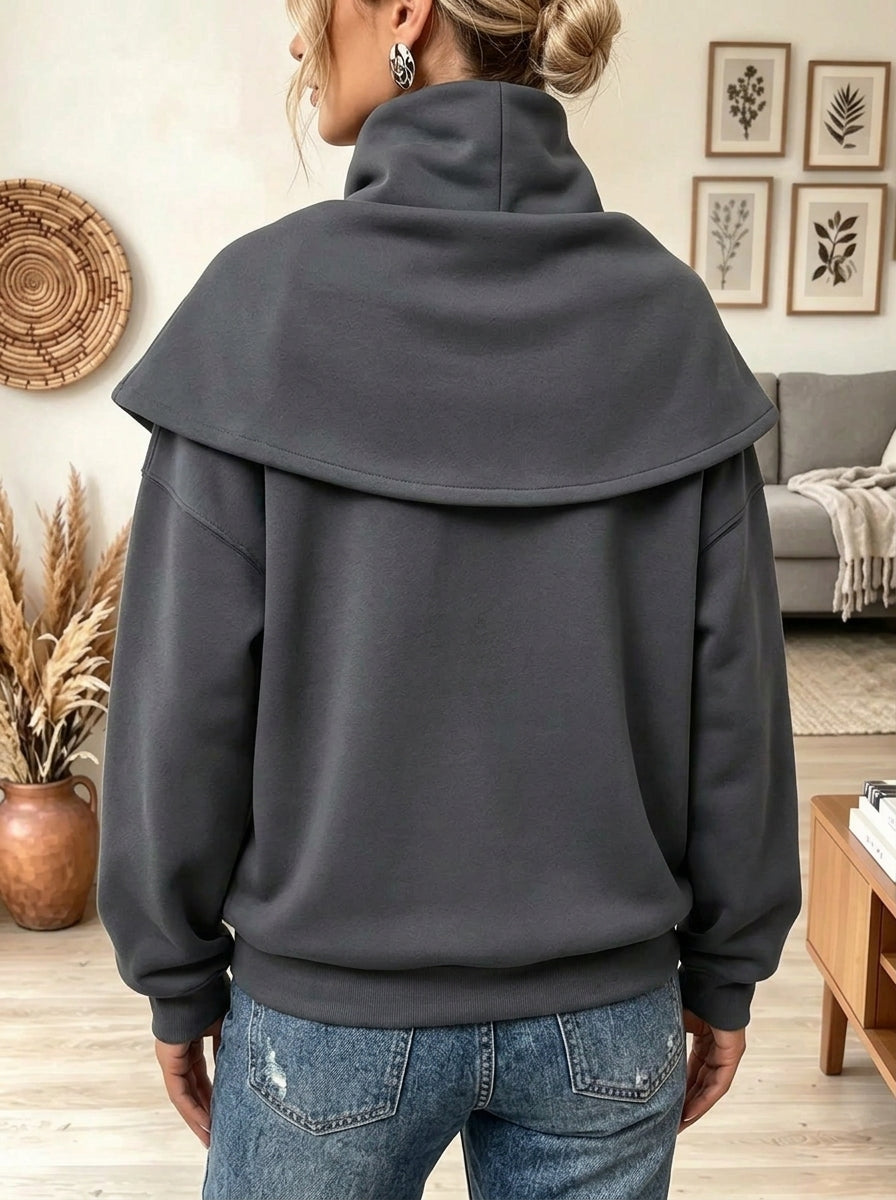 Women's Draped Sailor Collar Fleece Sweatshirt
