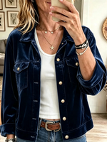 Women's Velvet Button-Down Trucker Jacket