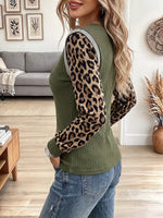 Vintage Elegant Knit Patchwork Leopard Shirt