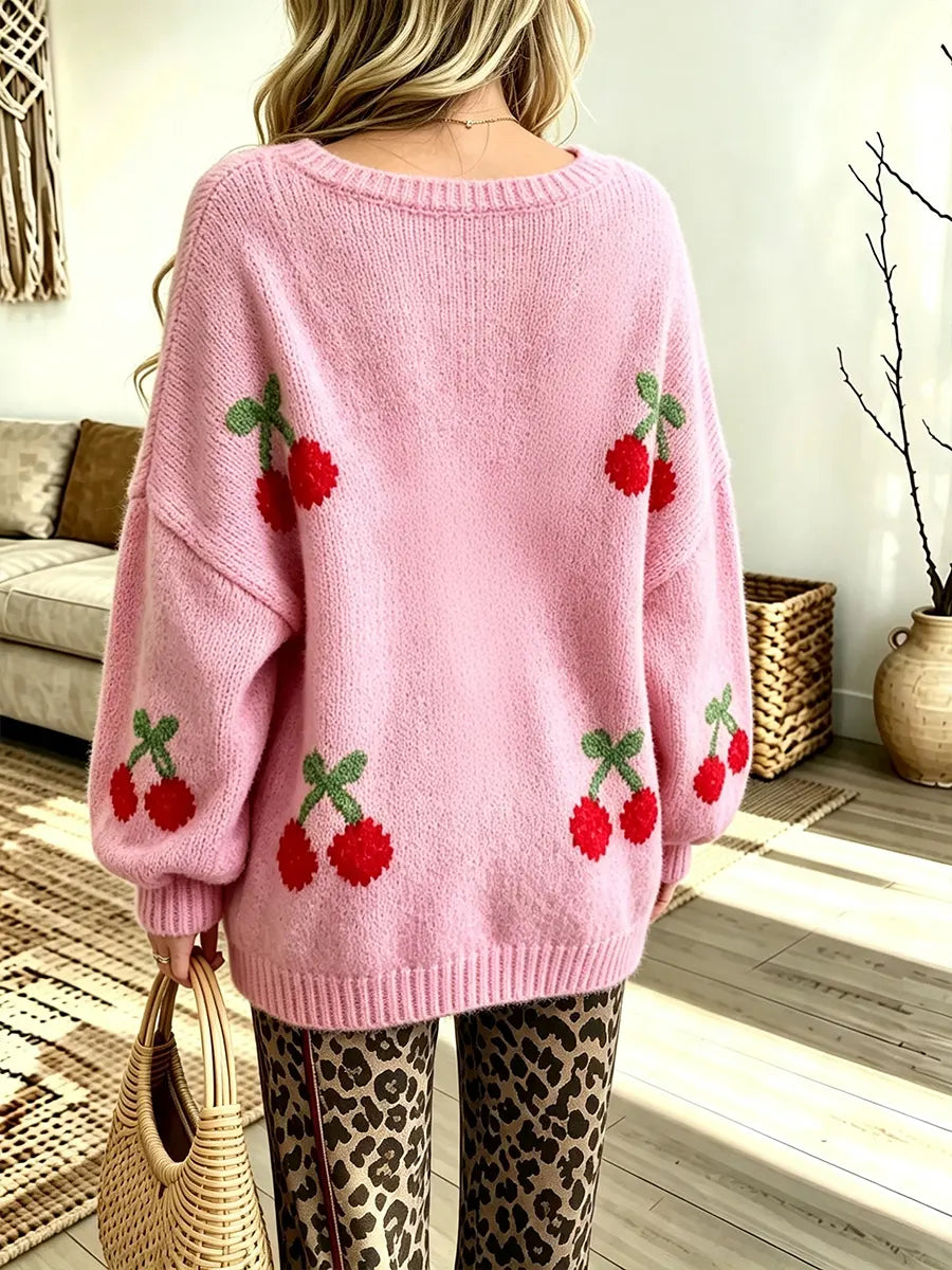 Women's Loose Bow V-neck Knitted Cardigan