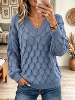 Women's Feather Pattern Hollow-Out Knit Sweater