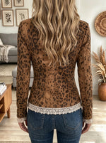 Women's Leopard Zip-Front Suede Jacket