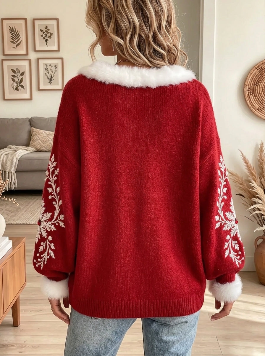 Women's Faux Fur Snowflake Sweater