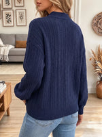 Vintage Elegant Knit Mandarin Collar With Buttons Shirt