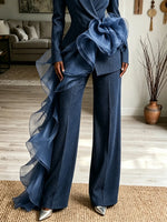 Women's 3D Organza Ruffle Denim Pant