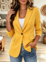 Women's Bright Yellow Casual Blazer Jacket Single Button Workwear Coat