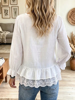 Women's Lace Hem V-Neck Tunic Blouse
