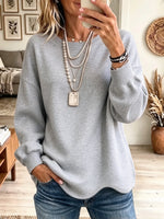 Women's Oversized Scalloped Hem Crewneck Sweatshirt